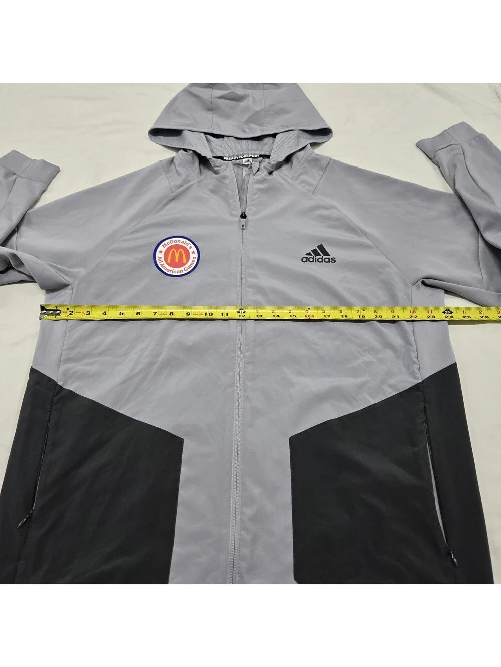Size XL Adidas McDonalds Zip Up Jacket Train FZ Aeroready Grey/Black Hoodie EUC